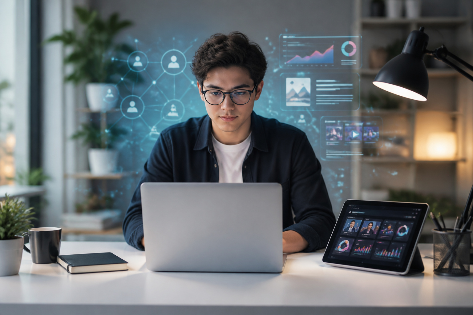 Jeune professionnel maitrisant le numerique