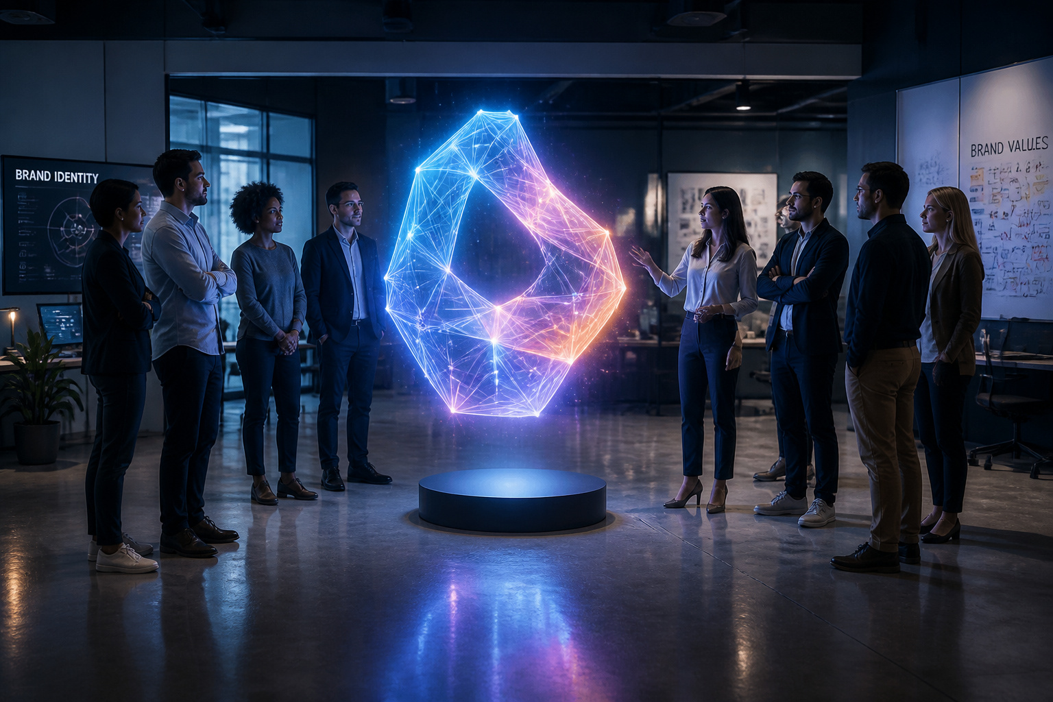 Hologramme de marque innovation et collaboration
